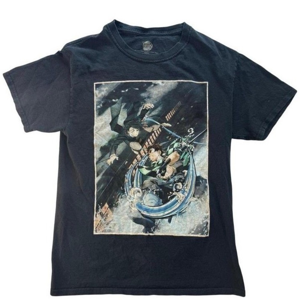 Demon Slayer Mugen Train‎ Movie Graphic T-Shirt Black Small Tanjiro Enmu Anime